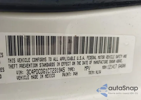 2012 Dodge Journey Crew z USA, uszkodzony, nr VIN 3C4PDCDG1CT231945